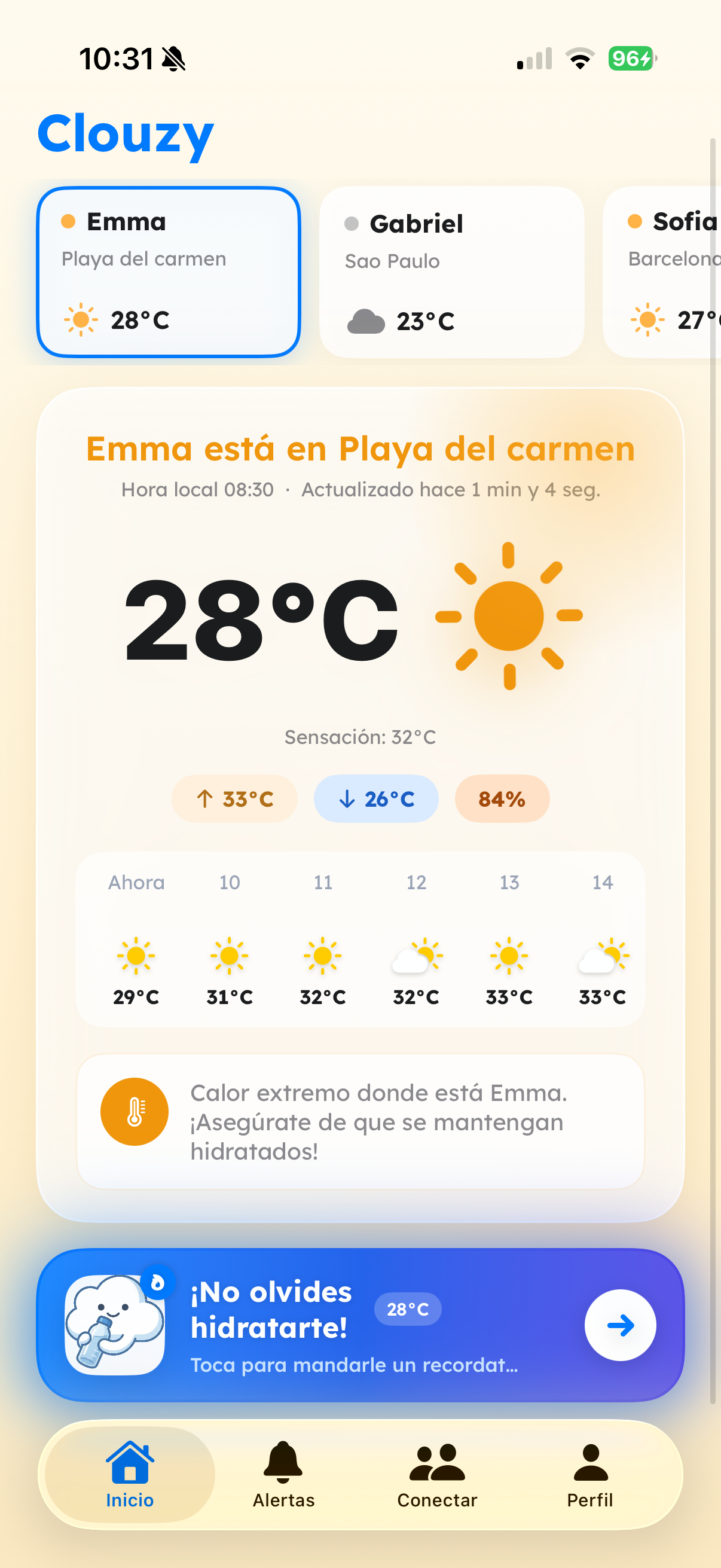 Clouzy, calor extremo donde está Emma